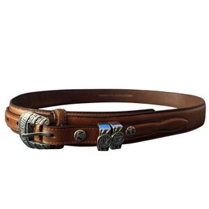 Jack Daniels Old No 7 Brand Leather Belt Mens‎ Size 38 Brown Western